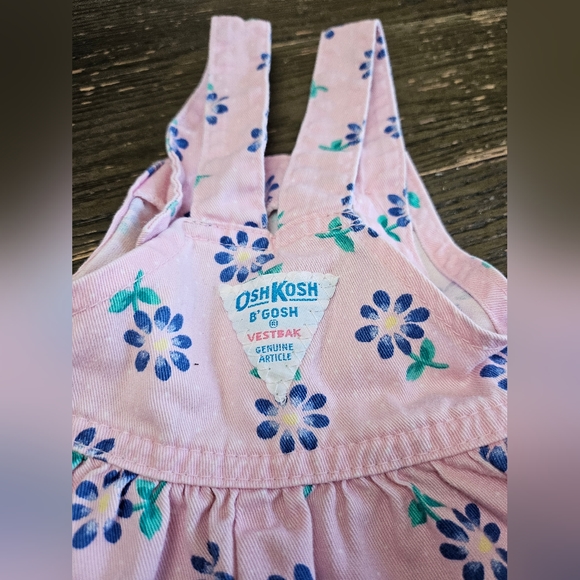 Vintage OshKosh B'Gosh Girls Flower Overall Dress Size 24m Made in USA - Picture 8 of 16